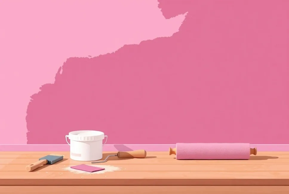 Outils de peinture disposés dans l'ordre des étapes du chantier